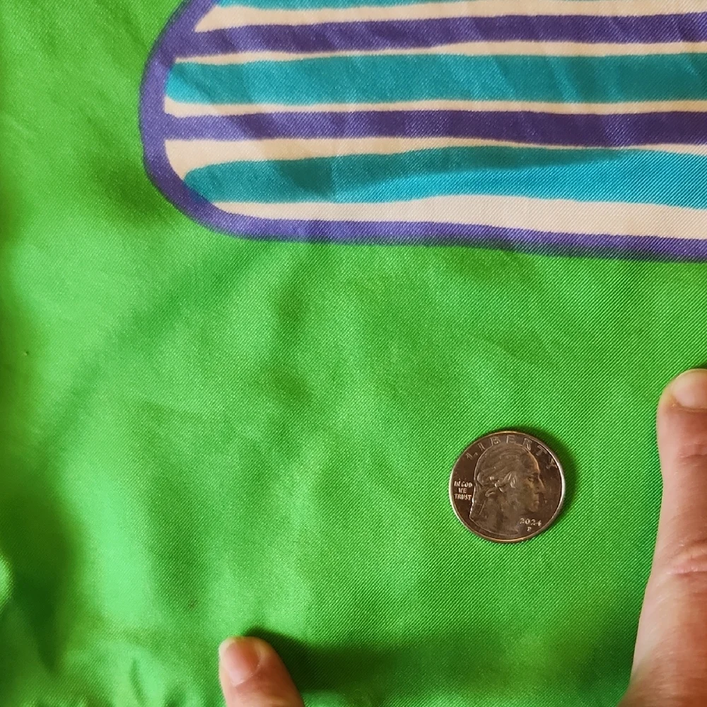 Vintage VENA Green & Purple Abstract Polyester Scarf